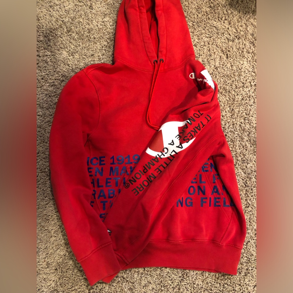 Red champion hoodie